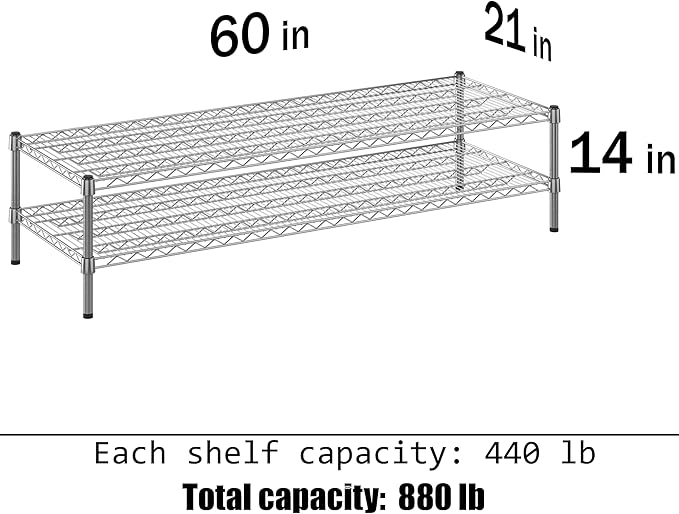 Regal Altair 21" Deep x 60" Wide x 14" Height Wire Shelving Kit | 2-Tier | NSF - Image 3