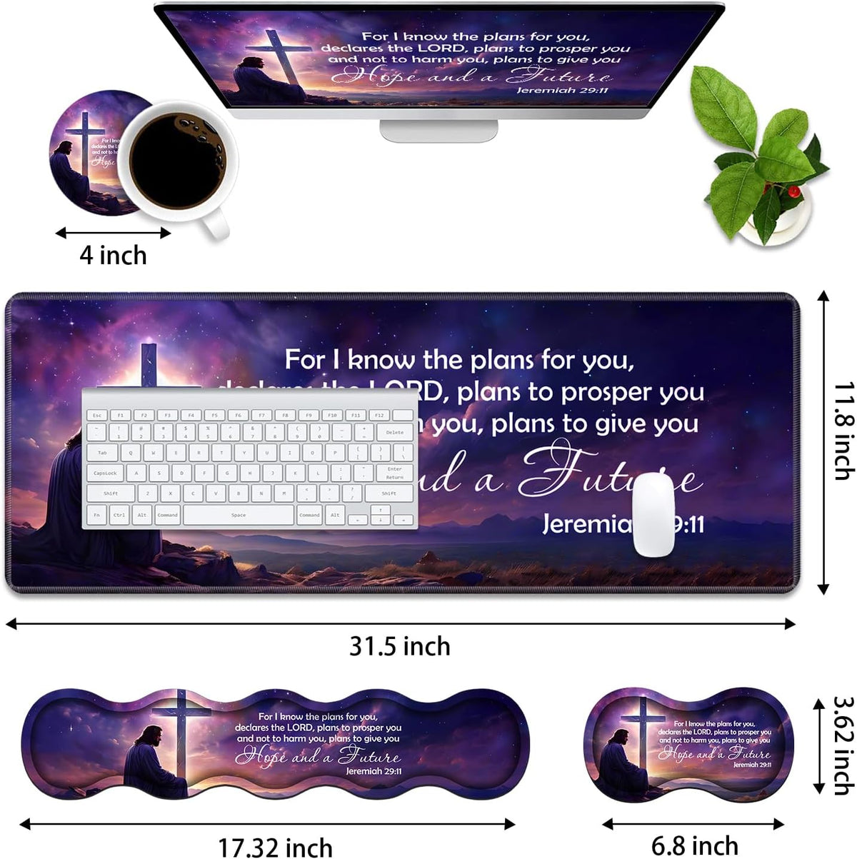 Ergonomic Memory Foam Mouse Pad Wrist Rest Set,Large Gaming Desk Pad + Keyboa...