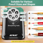 AFMAT 6-Hole Pencil Sharpener for Classroom, Cordless & Rechargeable, Heavy - Image 2