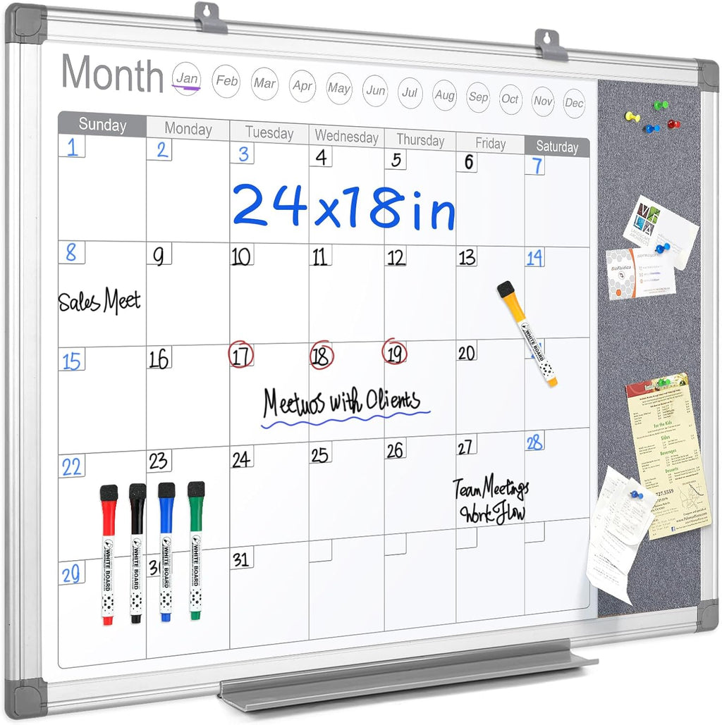 MAKELLO Dry Erase Calendar for Wall 24" x 18"