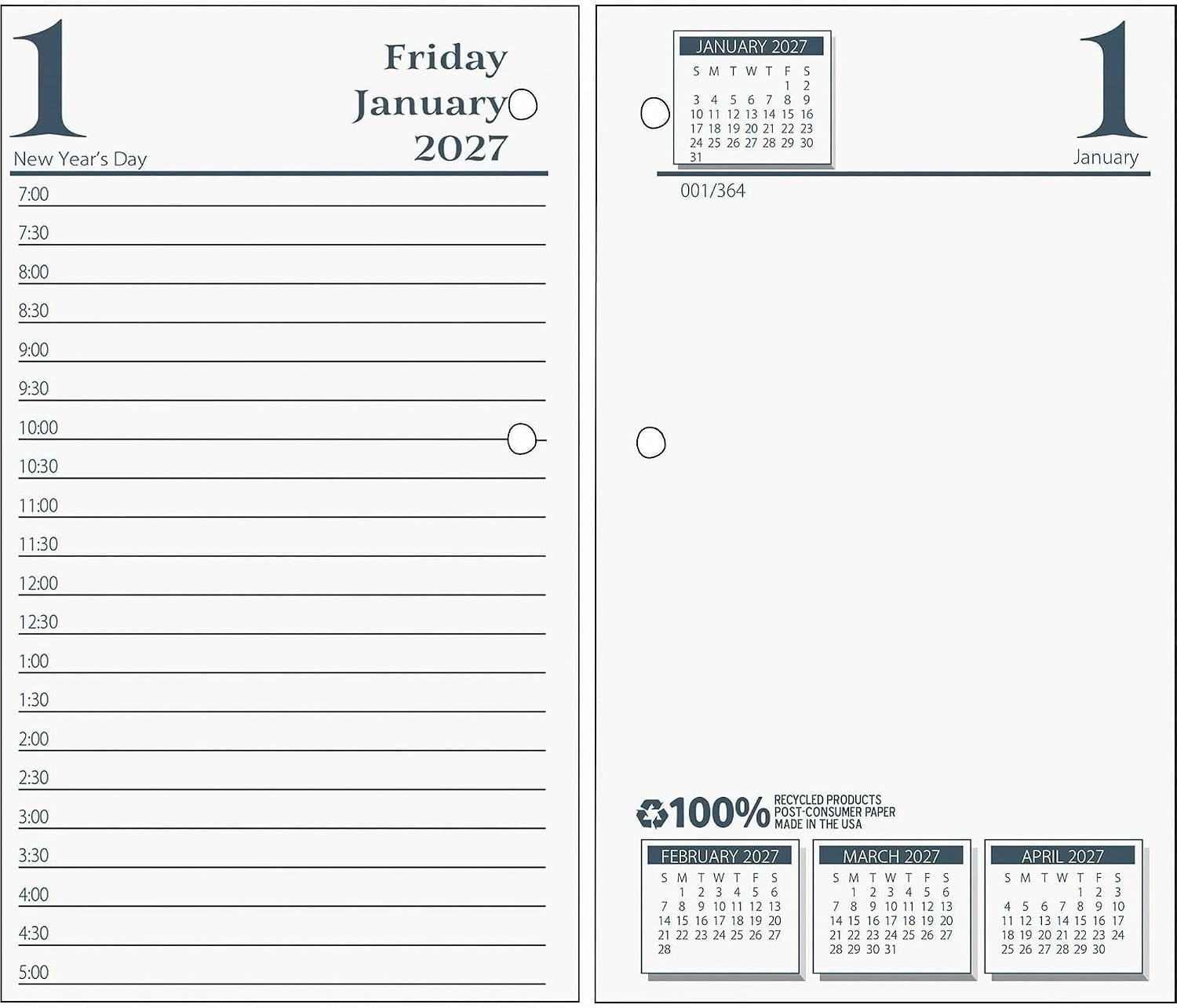 House of Doolittle Economy Daily Calendar Refill,12 Months (January 2027 to December 2027), Fits Standard #17 Base, 1 Day Double Page Layout, 3.5" x 6"