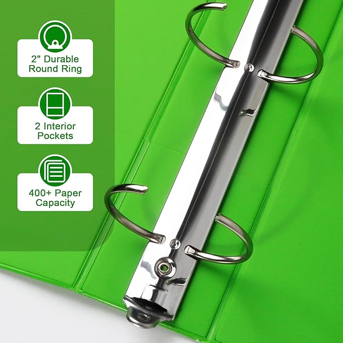 CIXILDTS 2-inch Round Ring Binder, Durable 2" 3 Ring Binder Fit Letter Size - Image 4