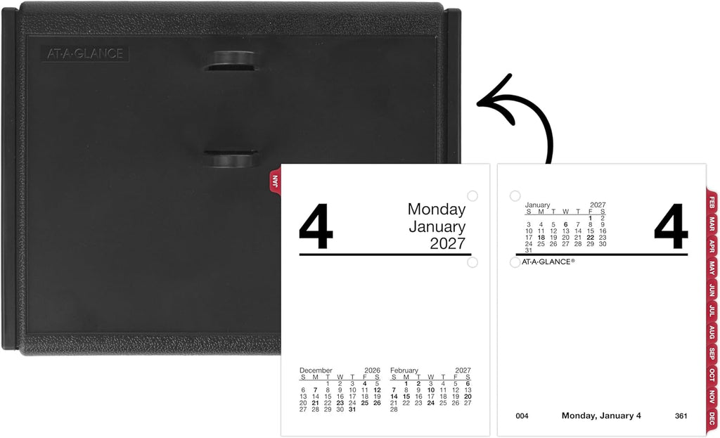 AT-A-GLANCE 2027 Desk Calendar Refill, Daily Desk Pad Refill, 3" x 3.75", Loose-Leaf (E9195027)