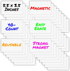 Iconikal Magnetic Note Cards Dry Erase Sheets 3.5x5.5 40-Pack