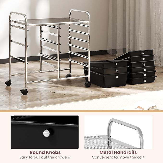 GOFLAME 9-Drawer Rolling Storage Cart, Mobile Utility Cart - Image 5