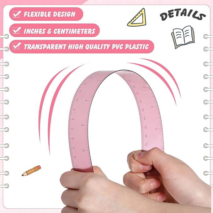 ForraFun 120 Pcs 12 Inch Plastic Ruler Bulk Colorful Transparent Ruler - Image 3