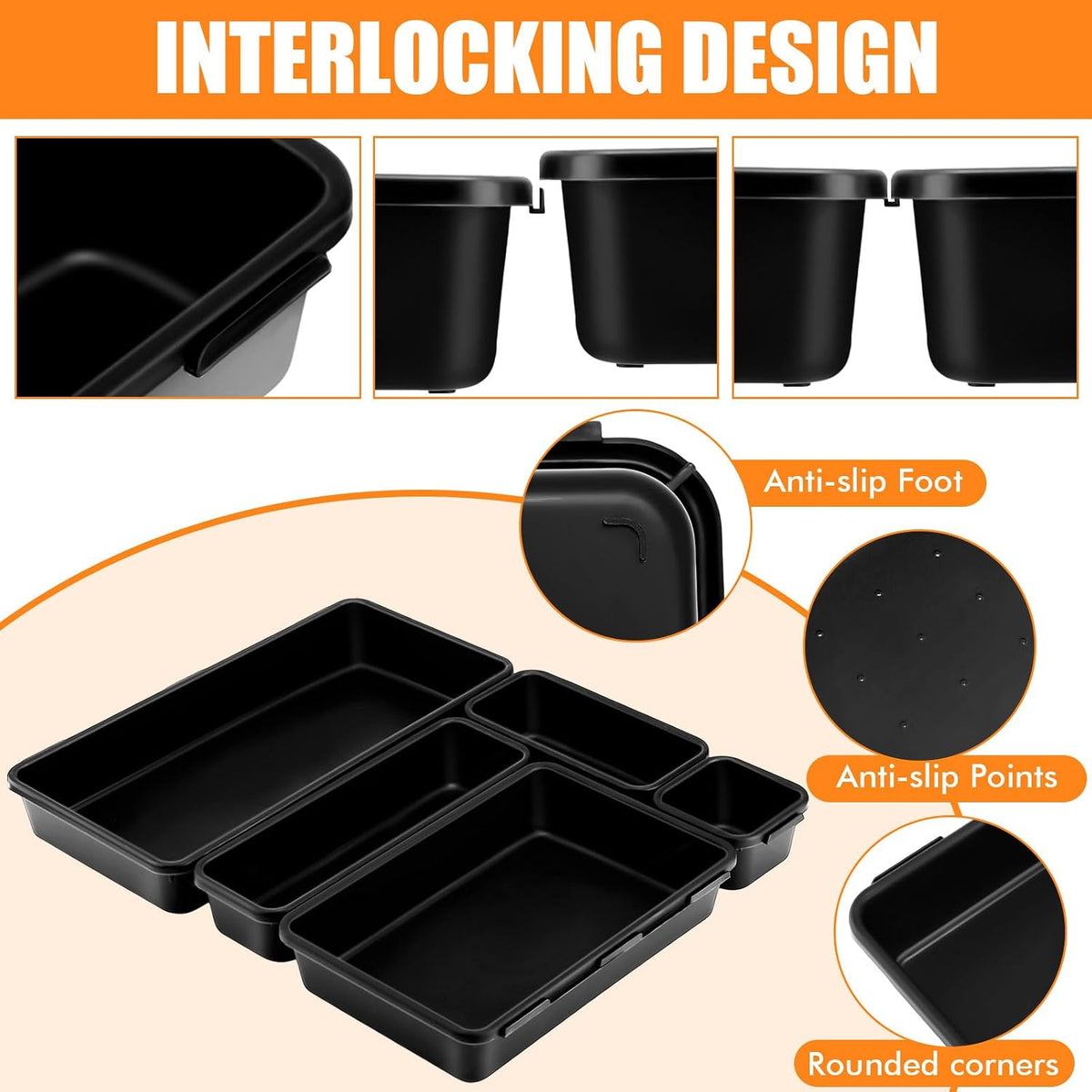 Funnymoom 100 Pack Tool Box Organizer Storage Drawer Divider Trays 5 Sizes
