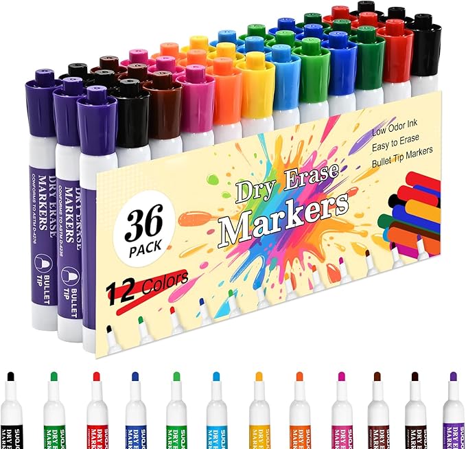 SUQJOY Dry Erase Markers, Bulletl Tip Whiteboard Markers, Low Odor Thick Dry by SUQJOYOFFICE