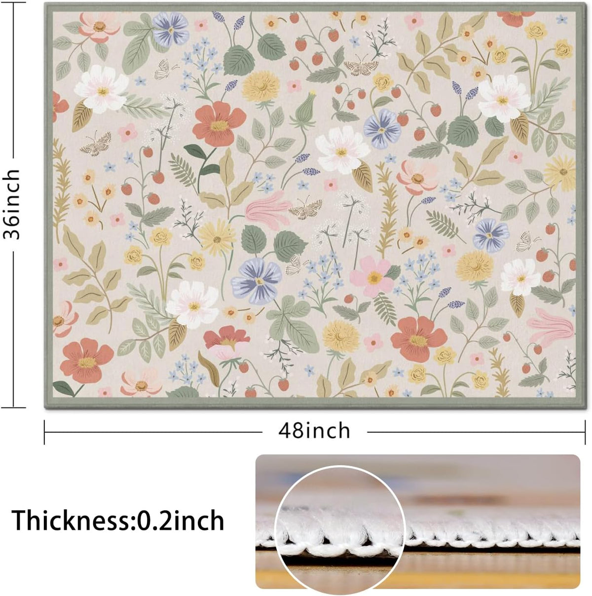 Office Chair Mat for Hardwood & Tile Floor,Boho Floral 36"x48" ...