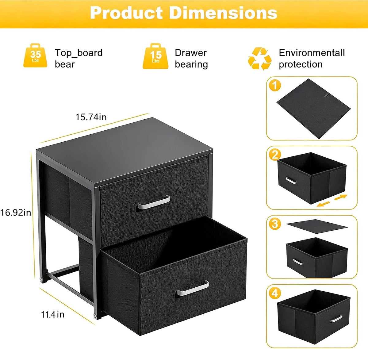 Stackable Storage Drawers, Closet Drawers, Black