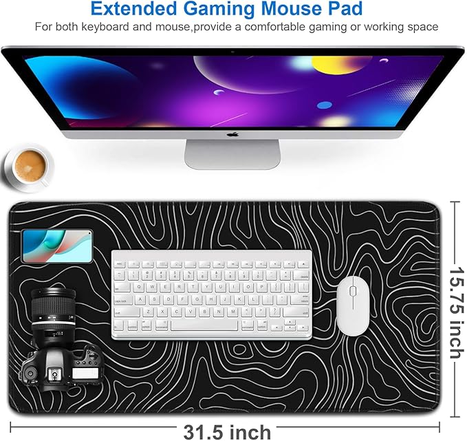 Large Extended Gaming Mouse Pad, 31.5x15.7 inch Computer Keyboard Mouse Mat - Image 2