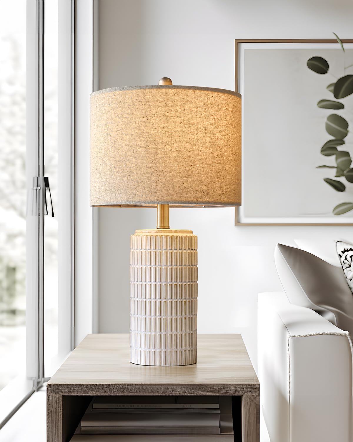 pokat 23'' bedside table lamp for bedroom nightstands, side view