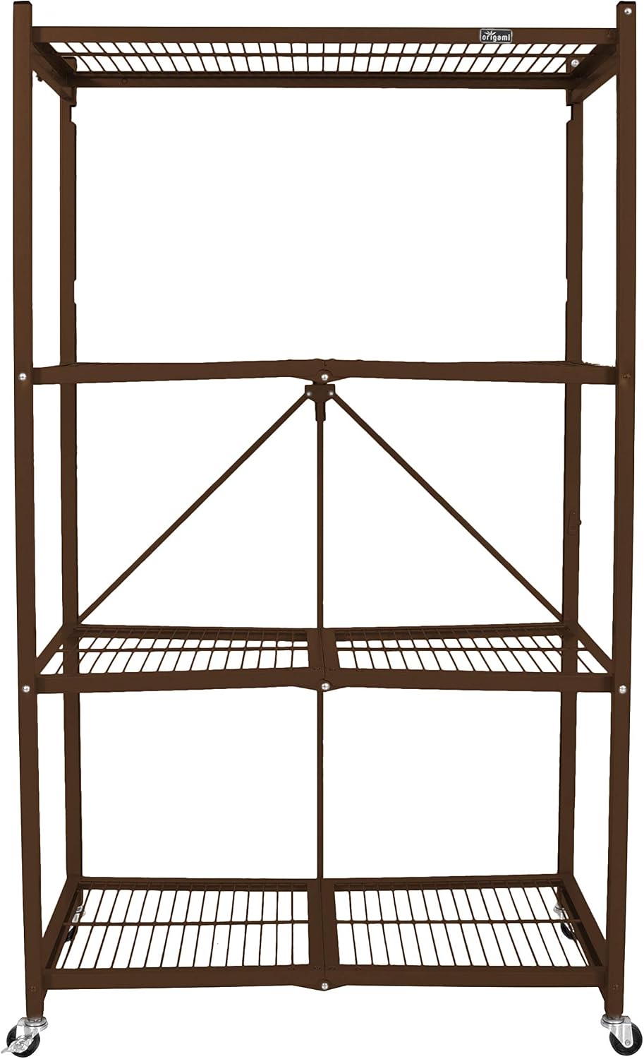 Origami 4-Tier Folding Shelf, Storage Organizer Shelves w/Wheels for Home &am...