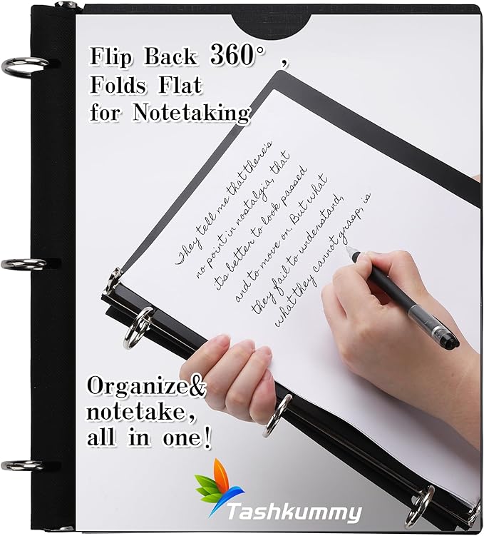 Tashkummy 360° Pivotable 3 Ring Binder, Upgraded Foldable Binders 1 inch 12 Pack - Image 4