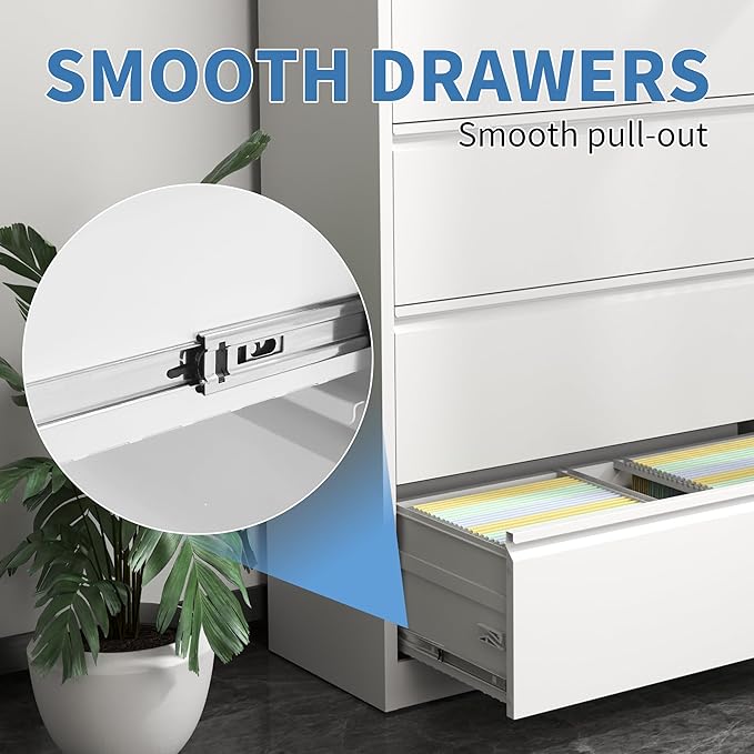 FLIXELIO File Cabinets 4 Drawer, Metal Office Storage Filing Cabinet - Image 6