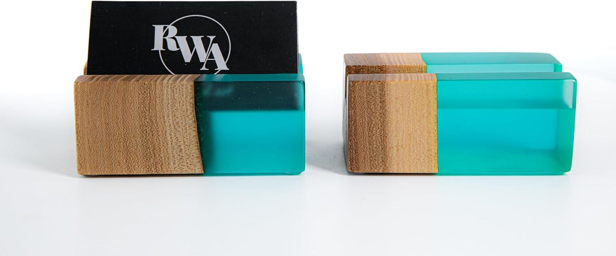 RWA Business Card Holder for Desk - ELEMENT aqua/dark