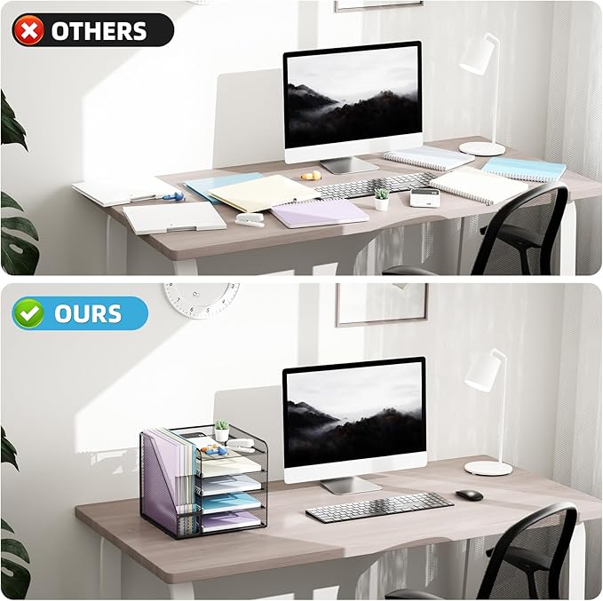 Marbrasse Desk Organizers and Accessories, 5-Tier Paper Letter Tray Organizer - Image 5