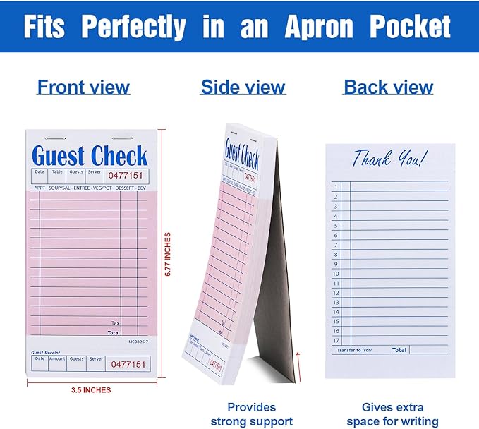 Methdic Guest Checks Pink Server Note Pads 1000 Orders Waitress Notepad - Image 2