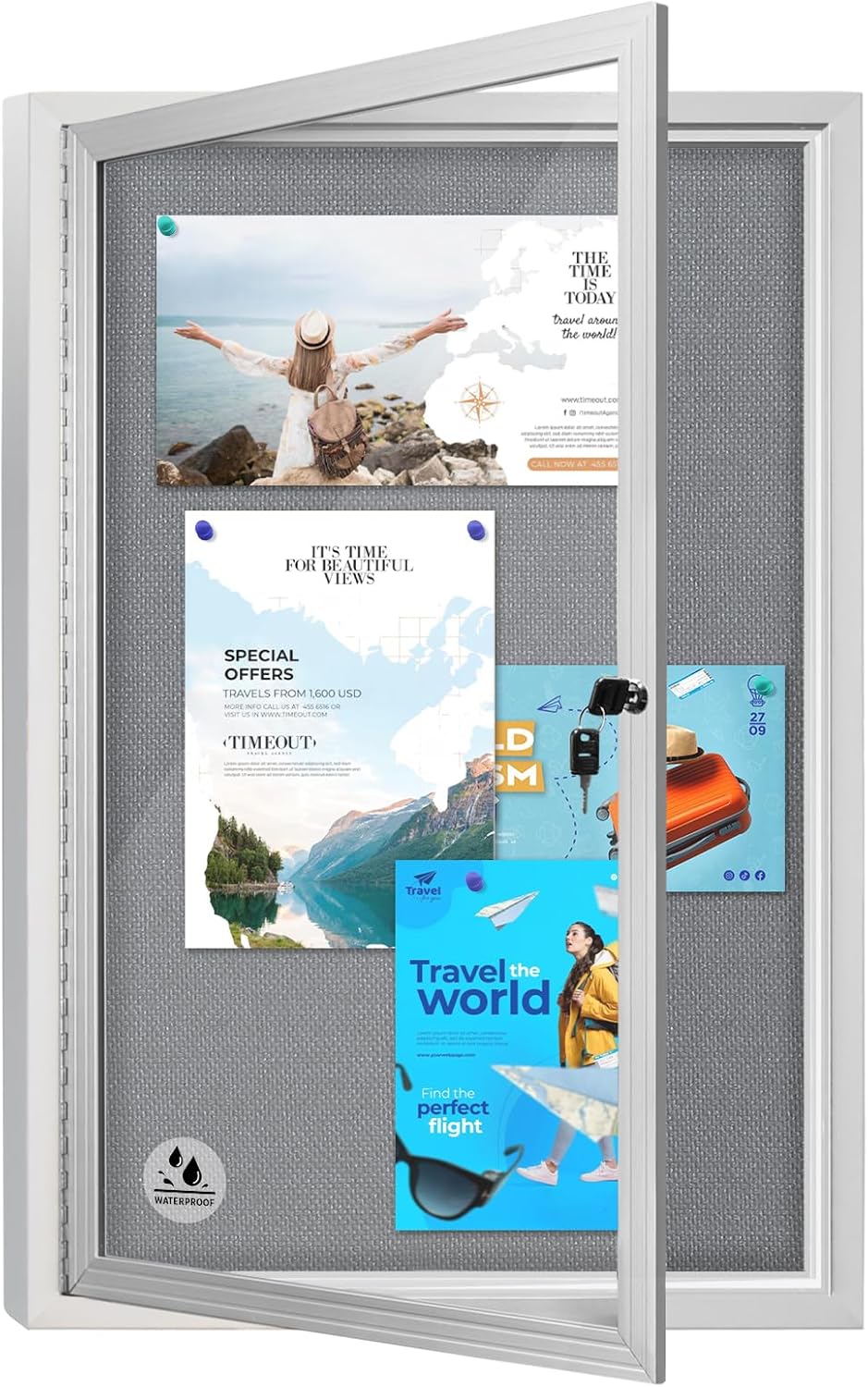 Outdoor Bulletin Board Weatherproof, Wall Message Board 36x24in
