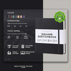Beechmore Books Square Sketchbook – 8x8 Premium Vegan Leather Bound Large - Image 2
