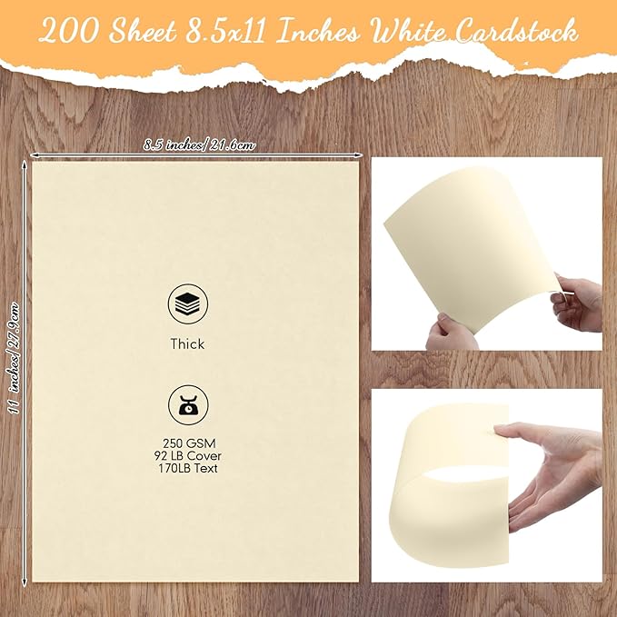 Fainne 200 Sheets 8.5 x 11 Inches Card stock Thick Paper Heavyweight Card Stock - Image 2