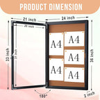 Homezelle Enclosed Cork Bulletin Board 36"x24" Outdoor Weatherproof Cork - Image 2