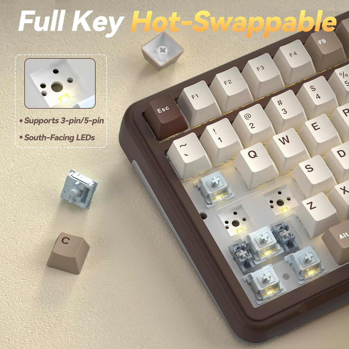 SOLAKAKA A99 Pro Mechanical Keyboard with LCD Screen & Metal Knob, Wirele...