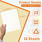 Guakicae 32 Sheets Cream Cardstock 8.5 x 11 Off White Paper, 80lb Thick Ivory - Image 2