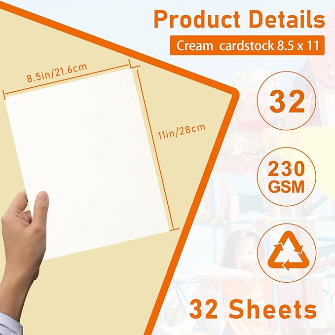 Guakicae 32 Sheets Cream Cardstock 8.5 x 11 Off White Paper, 80lb Thick Ivory - Image 2