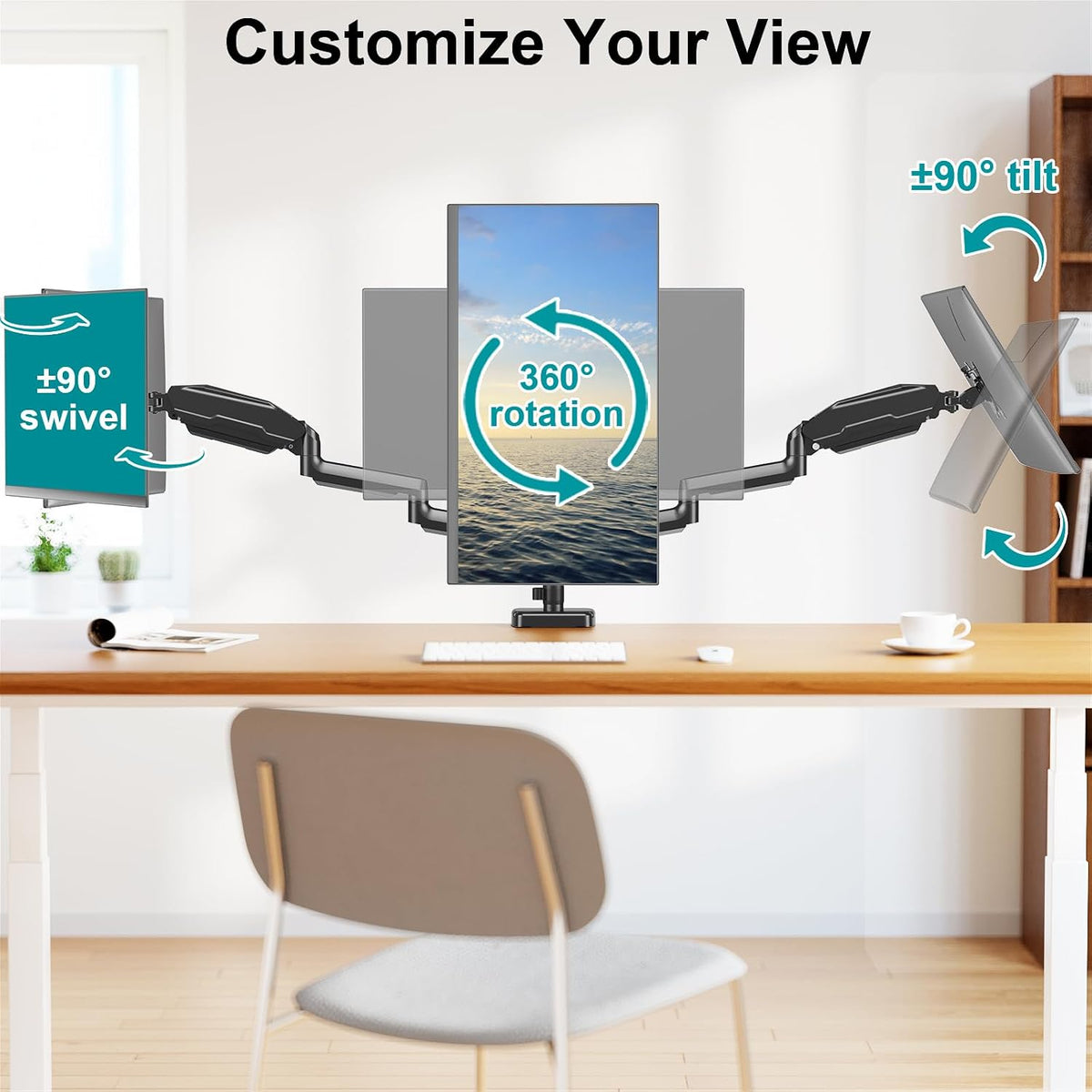MOUNT PRO Triple Monitor Mount for 13-27 inch Screens, 3 Monitor Desk Mount, ...