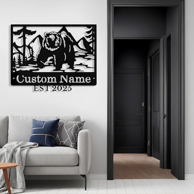 Custom Bear Metal Sign, Custom Bear Metal Wall Art Decor, Personalized Last - Image 6