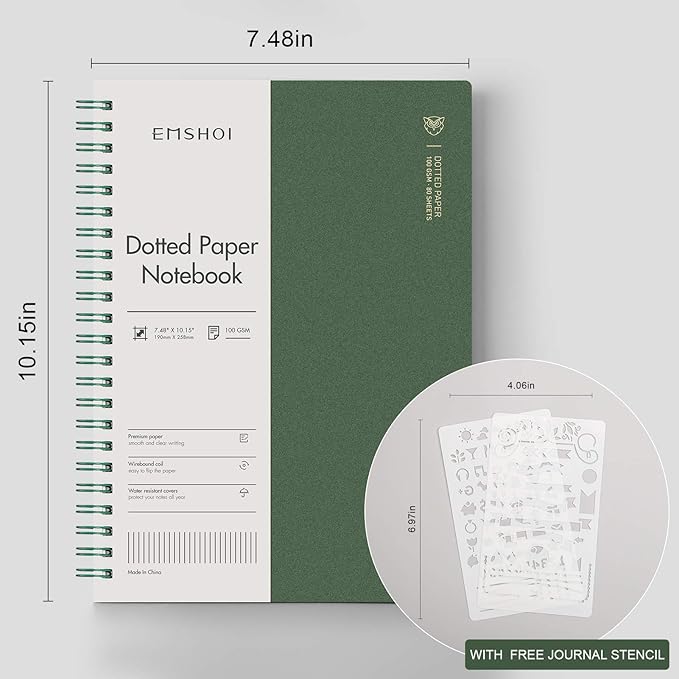 EMSHOI Dotted Journal Spiral Notebook 7.48" x 10.15" - Image 5