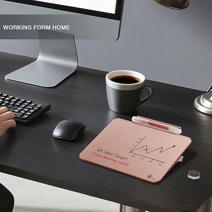 Rose Gold Glossy Mirror Mini Desktop Pure Glass Whiteboard, Small Desktop Dry - Image 2