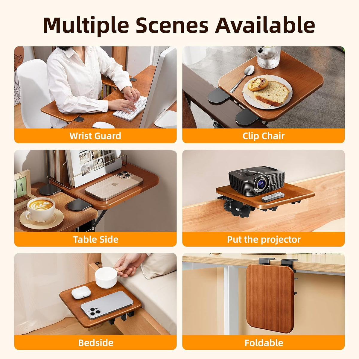 Ergonomic Desk Extender Tray, 8.2"x7.6" Table Mount Arm Wrist Rest ...