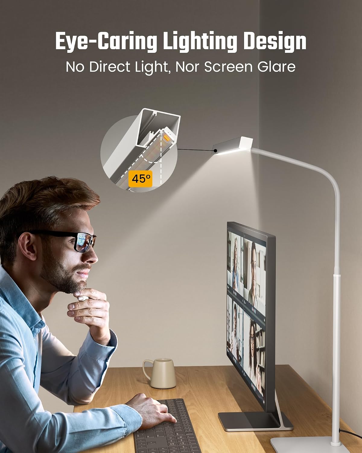 SUPERDANNY LED Desk Lamp for Home Office, Eye-Caring Desk Light with Base