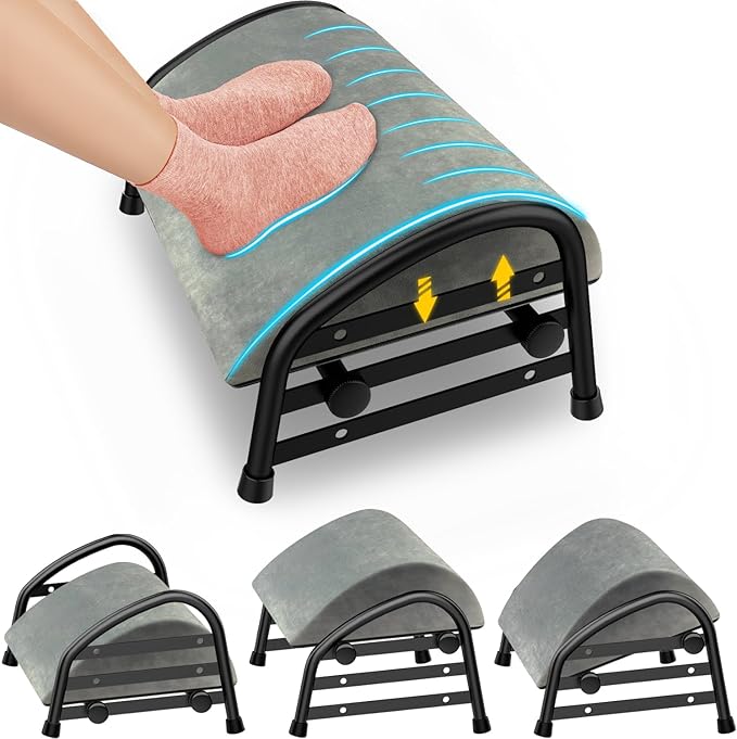 YEASHEIN Adjustable Foot Rest for Under Desk at Work, Velvet Under Desk Footrest by YEASHEIN