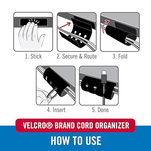 Velcro Brand Cord Organizer for Desk & Nightstand, Valentine’s Gift for Him - Image 4
