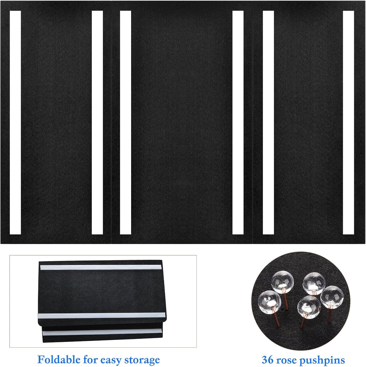 Large Bulletin Board - 60 x 36 Inches, Foldable Decorative Felt Board for Wal...