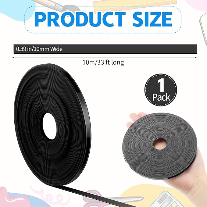 AmazingSpark Magnetic Tape Roll Thin Strips, 0.39 Inch x 33 Feet Magnetic Board - Image 2