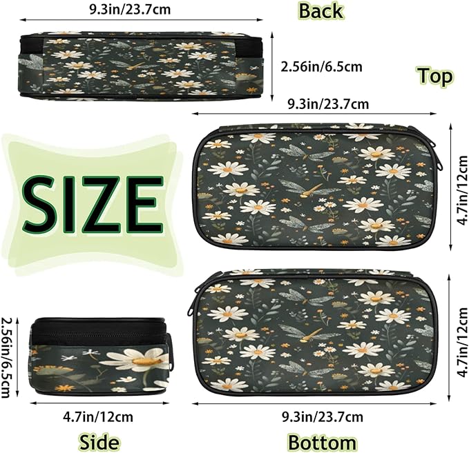 Pardick Pencil Case，Butterfly Daisy Big Capacity Pencil Pouch Coin Pouch - Image 4