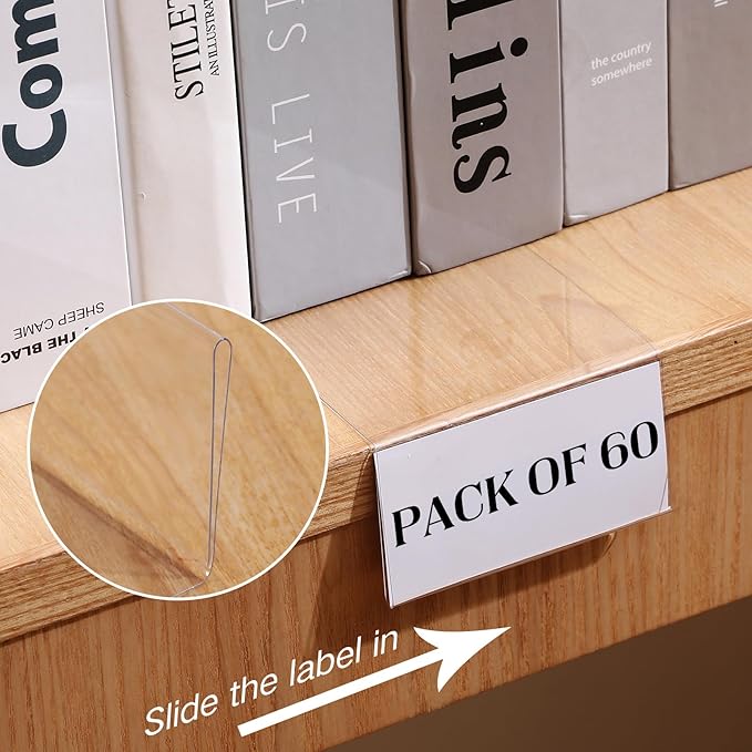 Containlol 60 Sets Moveable Shelf Label Display Holders - Image 6