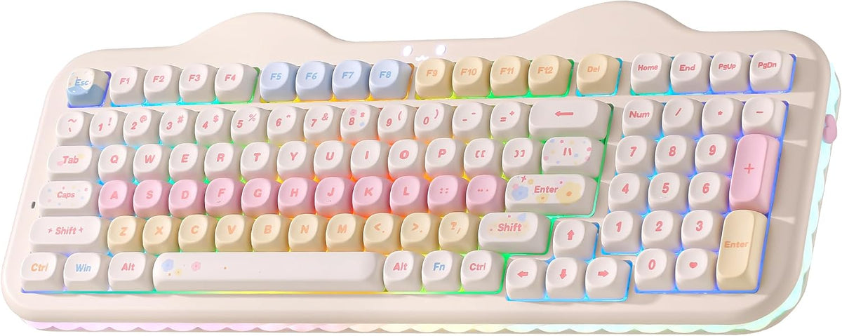 YUNZII C98 Cute Cake Wireless Mechanical Keyboard(Beige, Milk Switch)