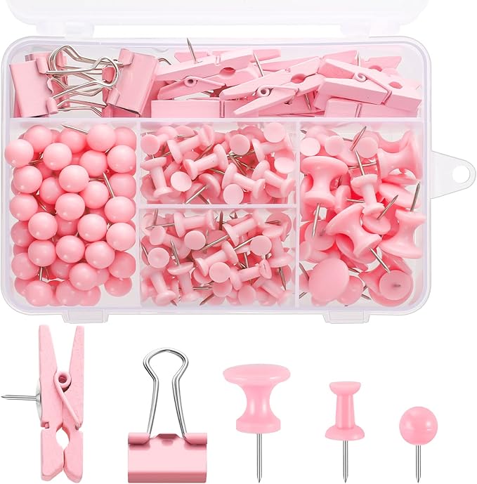 200 Pieces Push Pins Pink Thumb Tacks Cute Decorative Push Pins by BESARME