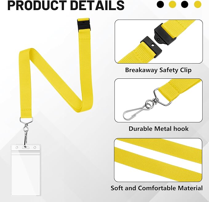 12-Pack Yellow Breakaway Lanyards - Image 4