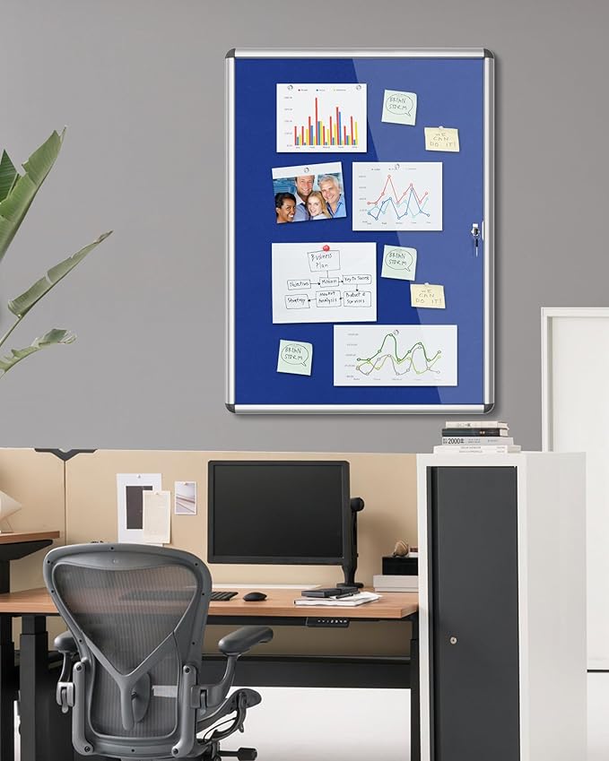 Mifuro 38"x28" Enclosed Bulletin Board, Lockable Weather-Resistant Aluminum - Image 2
