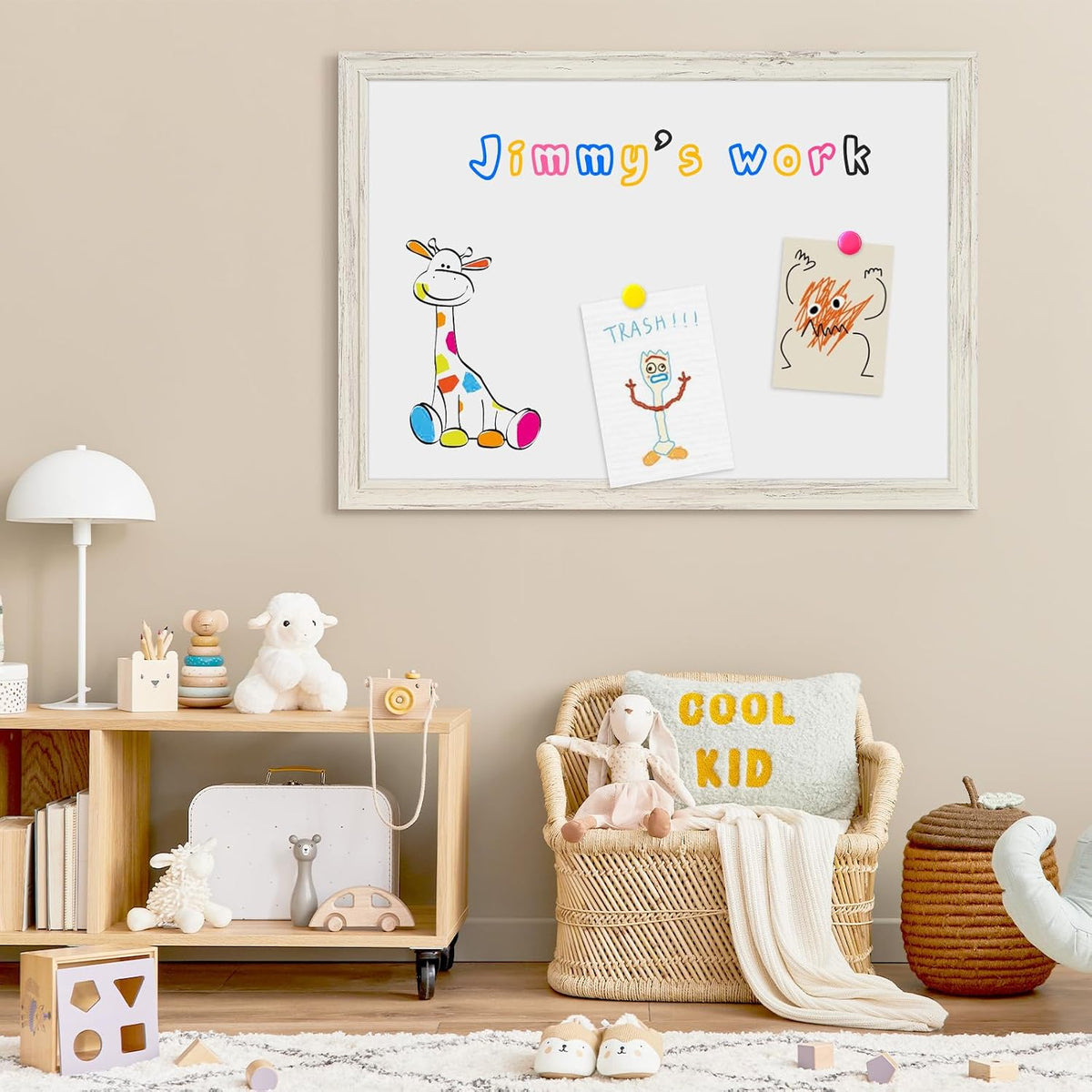 4 THOUGHT Dry Erase Board, 36" x 24" Magnetic Whiteboard, Vintage W...