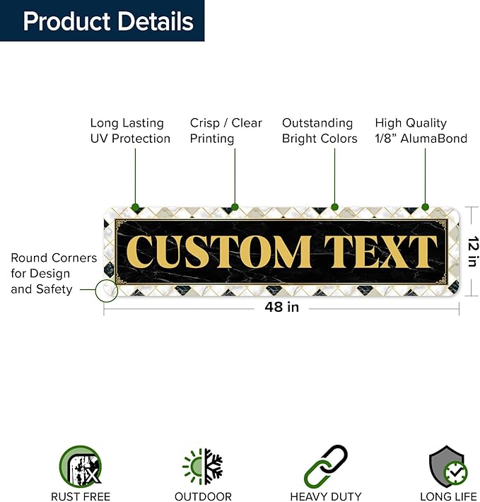 Custom Sign, Custom Street Sign, 11 Font Colors, 13 Font Styles, 4 Hole Options - Image 6