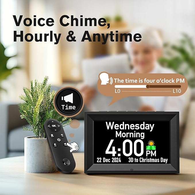 GOLOZA 7'' Digital Dementia Clock, Talking Clock - Image 2