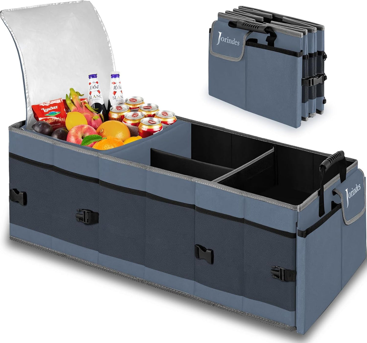 Trunk Organizer and Storage with Built-In Insulated Leak Proof Cooler Bag