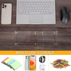 Acrylic 3in1 Sticky Note Holder Desk Organizer with 3 Compartments | with Non-slip Pads,11.8" x 3.94" x 2.36" Self-Stick Memo Pad Dispenser for School Office Home Post Bank